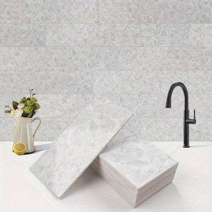 100 pcs Peel and Stick Backsplash Tiles 3x6 Inch - Modern Marble-Style PVC Wall Tiles for Kitchen, Bathroom, Fireplace - Easy-to-Install, Waterproof & Durable, Bathroom Wall Tiles, Fireplace Accent, Sleek Tile Design, Easy in