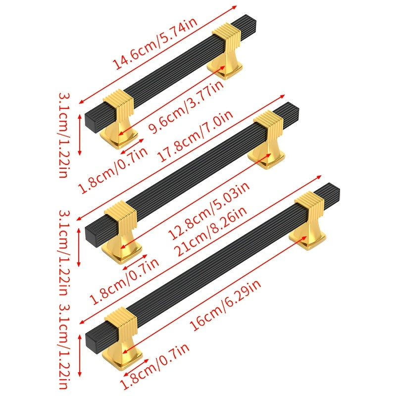 Black + Golden Space Aluminum Lightweight Handle, Aluminum Alloy Tube + Plastic Pad Material Combination, New Style New Home Pull Handle, Drawer Wardrobe Cabinet Door Handle