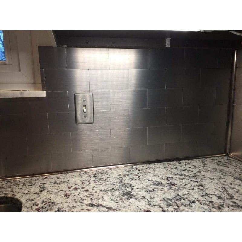 100 pcs Peel and Stick Self-Adhesive Metal Tiles, 3 x 6 Subway Backsplash, Non Magnetic