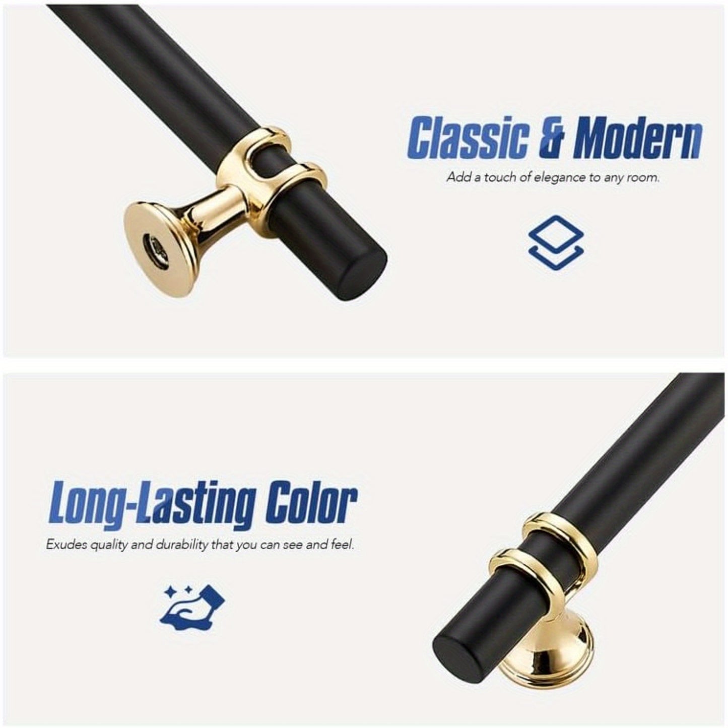 25pcs 5 Inch Matte Black & Golden Cabinet Pulls - Zinc Alloy Kitchen Cabinet Handles with Polished Golden Base, 3 Inch CC, Easy Installation, Durable Powder-Coated Finish for Drawers & Cupboards