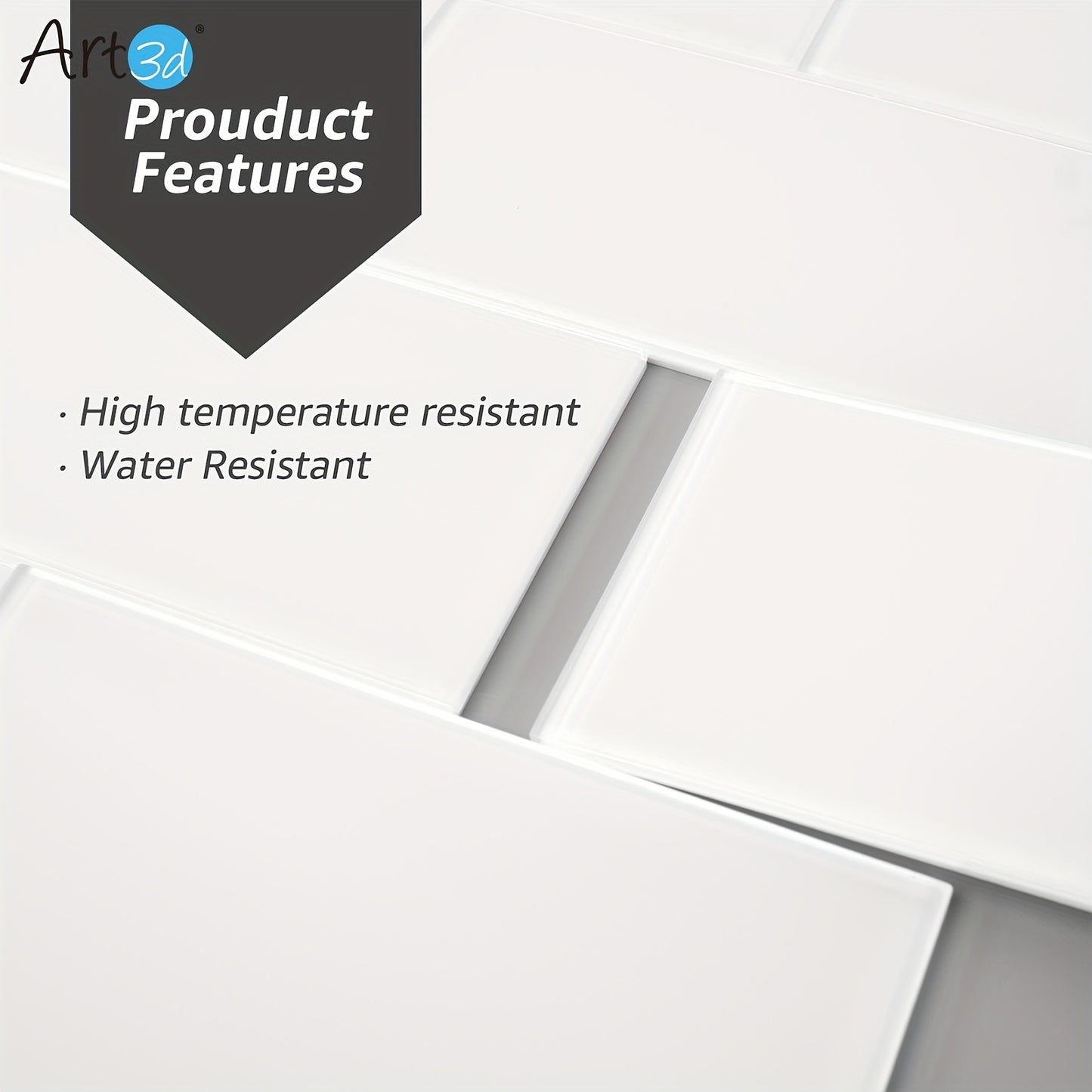 Art3d 3" X 6" Glass Peel And Stick Backsplash Tiles for Kitchen Or Bathroom, 32pcs