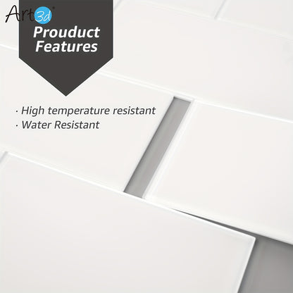 Art3d 3" X 6" Glass Peel And Stick Backsplash Tiles for Kitchen Or Bathroom, 32pcs