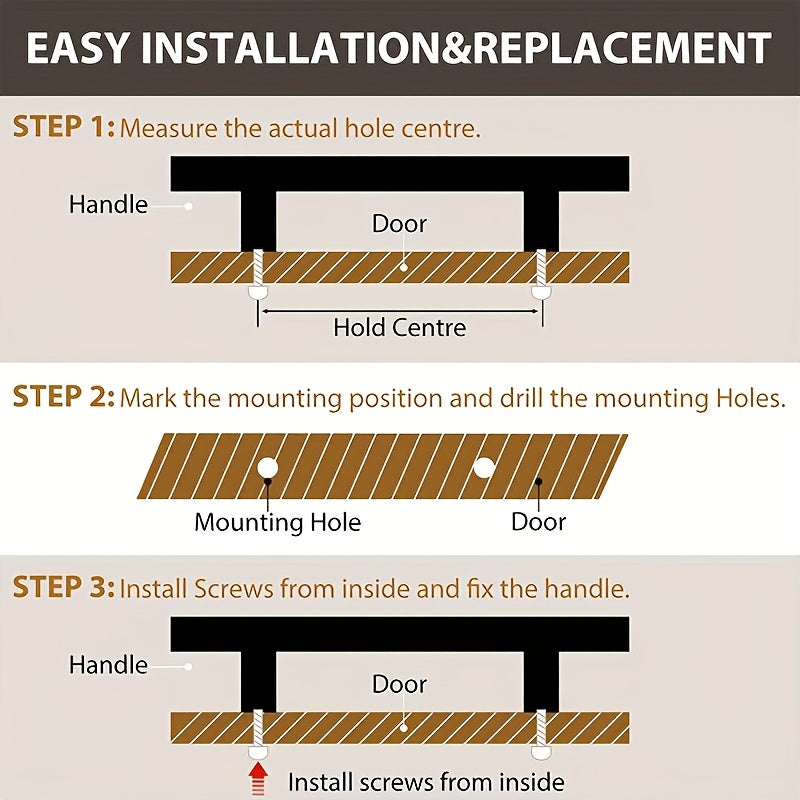 10pcs Black Aluminum Cabinet Handles - American Solid Thickened Drawer Pulls, Polished Finish, 3 Sizes, Includes Two Sizes of Mounting Screws, Furniture Hardware for Cabinets & Drawers, Handles for cabinets, American Style Ha