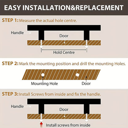 10pcs Black Aluminum Cabinet Handles - American Solid Thickened Drawer Pulls, Polished Finish, 3 Sizes, Includes Two Sizes of Mounting Screws, Furniture Hardware for Cabinets & Drawers, Handles for cabinets, American Style Ha