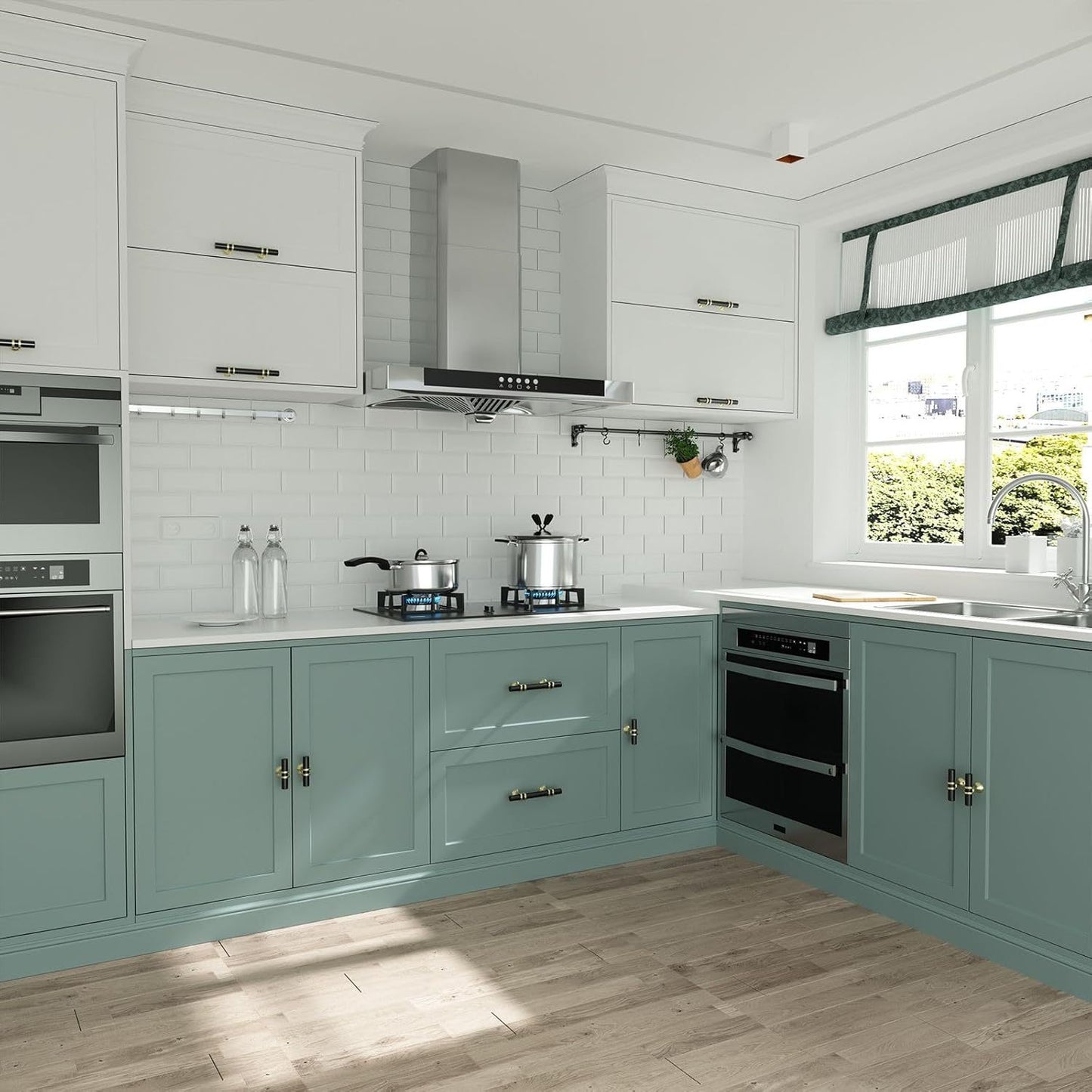 5 Pack/ Black&Golden Cabinet Pulls, 2 Tone Cabinet Handles Drawer Pulls, Kitchen Cabinet Handles, 5-inch (128mm) Hole Center Spacing Solid Dresser Pulls Hardware