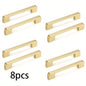 8 Pack Golden Brushed Cabinet Handles - Heavy Duty Zinc Alloy & Brass Hardware, Brushed Golden Finish Modern Rectangular Bar Design, 3.75" Hole Center & 4.2" Length, Easy Installation with Screws Included for Kitchen Cabinets