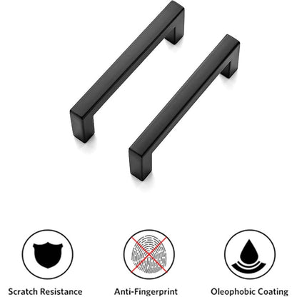 45 Pack Solid 3 Inch Center to Center Slim Square Bar Cabinet Handles & Drawer Pulls - Matte Black Modern Minimalist Kitchen Hardware with Flat Panel Design, Easy-Grip Rounded Edges, Durable Construction for Cabinets, Drawers