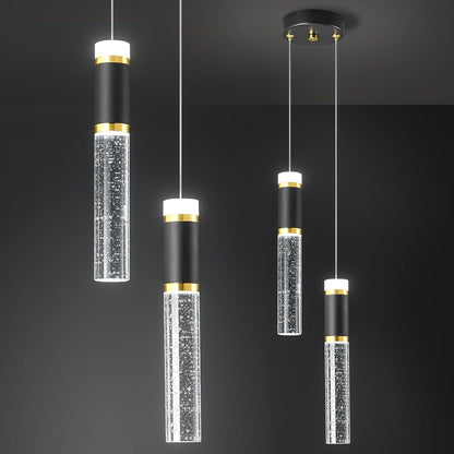 Kitchen Island Small Pendant Lights, Dimmable LED Hanging Light with Bubble Crystal Pendant Light Modern Mini Pendant Light 2-Light Pendant Lights