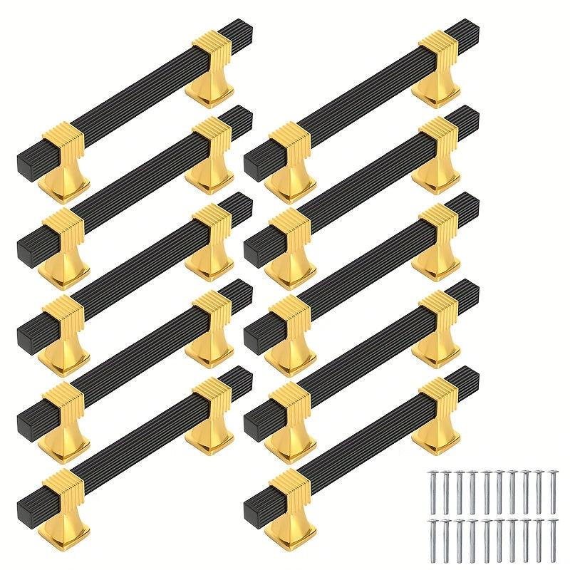 Black + Golden Space Aluminum Lightweight Handle, Aluminum Alloy Tube + Plastic Pad Material Combination, New Style New Home Pull Handle, Drawer Wardrobe Cabinet Door Handle