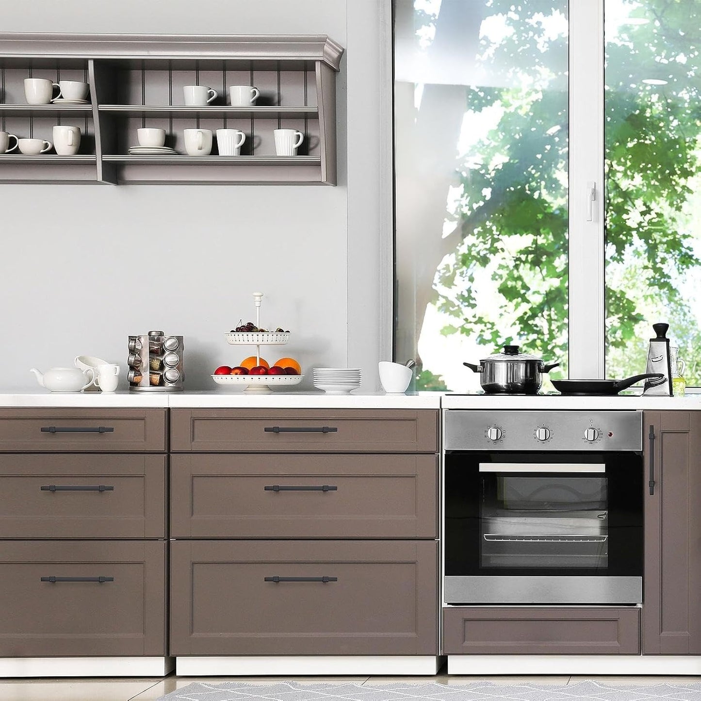 30 Pack Black Cabinet Handles - 5" Hole Center Cabinet Pulls Matte Black Drawer Pulls Cabinet Hardware Kitchen Handles for Cabinets