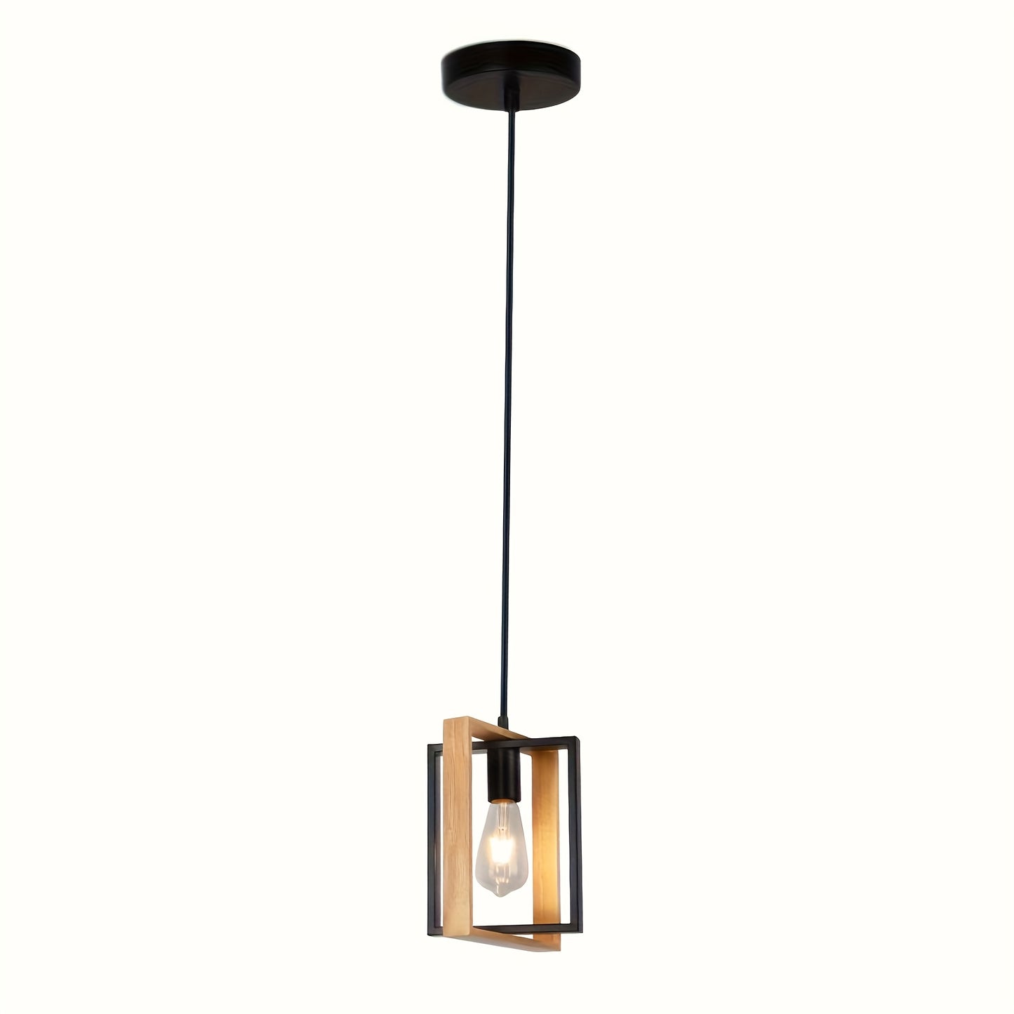 1pc Modern Industrial Pendant Light Fixture - Rotating Iron Frame, Semi-Flush Mount Ceiling Light for Kitchen Island, Entryway, Dining Room - E26/E27 Bulb Base (Bulb Not Included), Hard-Wired, Polished Metal Finish, Compatibl
