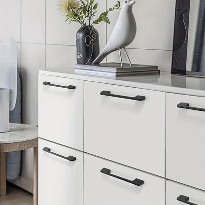 6pcs Modern Minimalist Cabinet Door Handles - Sleek Black Aluminum, Polished Finish, 4" to 19.6" Extended Length for Wardrobe & Kitchen Cabinets