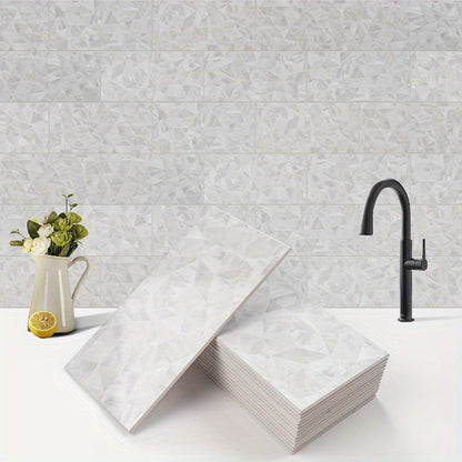 100 pcs Peel and Stick Backsplash Tiles 3x6 Inch - Modern Marble-Style PVC Wall Tiles for Kitchen, Bathroom, Fireplace - Easy-to-Install, Waterproof & Durable, Bathroom Wall Tiles, Fireplace Accent, Sleek Tile Design, Easy in