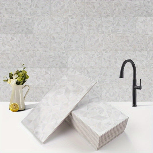 100 pcs Peel and Stick Backsplash Tiles 3x6 Inch - Modern Marble-Style PVC Wall Tiles for Kitchen, Bathroom, Fireplace - Easy-to-Install, Waterproof & Durable, Bathroom Wall Tiles, Fireplace Accent, Sleek Tile Design, Easy in