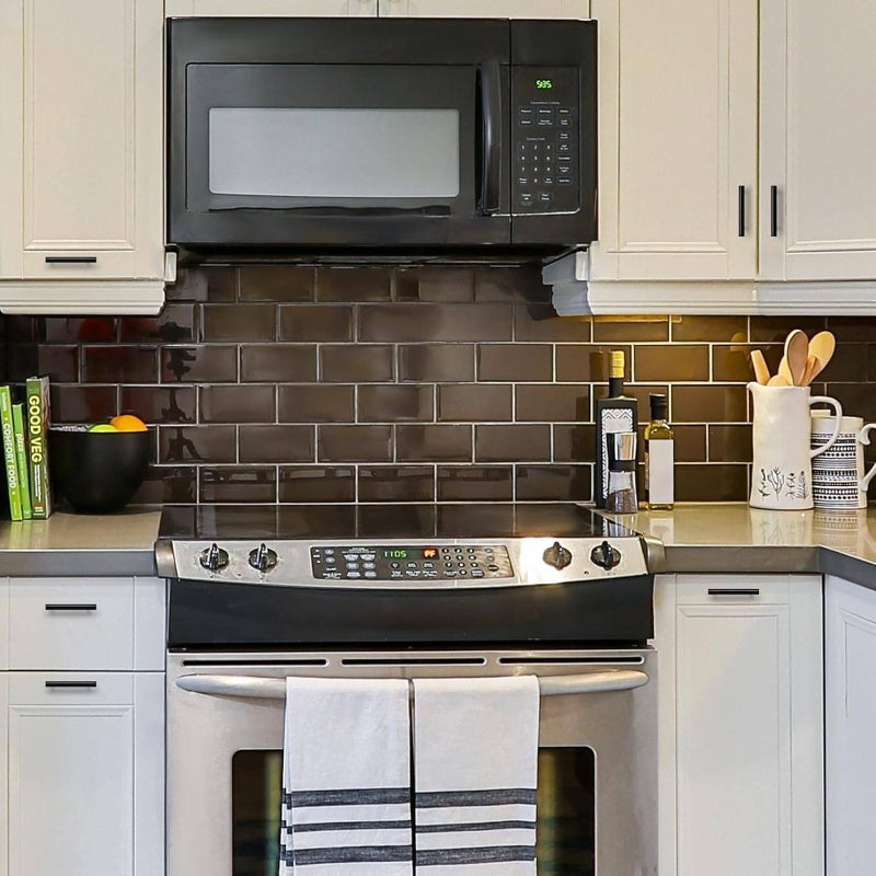 20 Pack Matte Black Stainless Steel Cabinet Pulls - 6" Modern Rectangular Kitchen Cabinet Handles with 3.75" Hole Center, Heavy Duty Drawer & Cupboard Pulls, Easy-Grip Minimalist Design for Cabinets, Wardrobes, Dressers - Dur