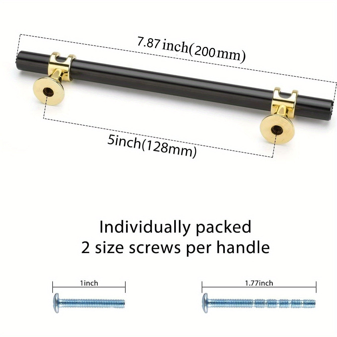 5 Pack/ Black&Golden Cabinet Pulls, 2 Tone Cabinet Handles Drawer Pulls, Kitchen Cabinet Handles, 5-inch (128mm) Hole Center Spacing Solid Dresser Pulls Hardware