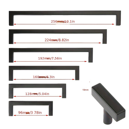 10pcs Matte Black Stainless Steel Cabinet Handles - Modern Square Drawer Pulls for Kitchen, Bathroom & Bar, Bar Cabinet, Hardware