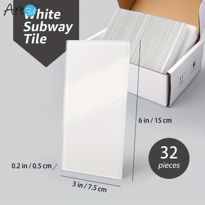 Art3d 3" X 6" Glass Peel And Stick Backsplash Tiles for Kitchen Or Bathroom, 32pcs