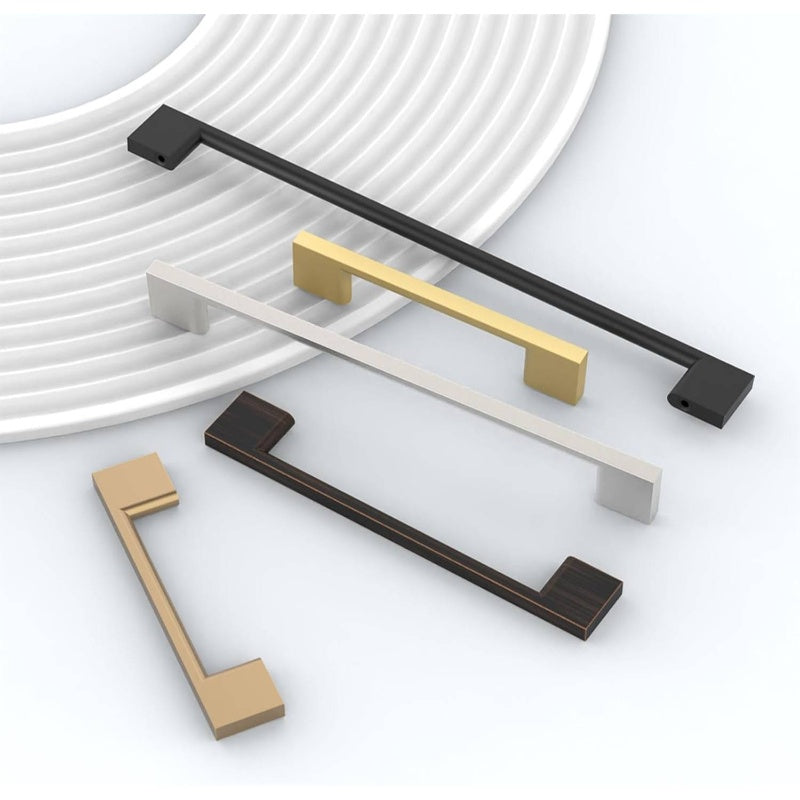 10 Pack Brushed Golden Cabinet Pulls - Modern Rectangular Bar-Style 10 Inch (256mm) Kitchen Cabinet Hardware with Screws Included, Durable Brushed Golden Finish for Drawers, Cupboards, Wardrobes - Easy Installation, Contempor