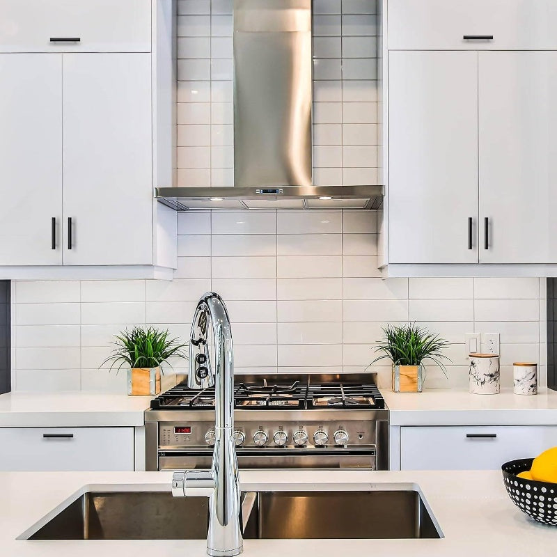 20 Pack Matte Black Stainless Steel Cabinet Pulls - 6" Modern Rectangular Kitchen Cabinet Handles with 3.75" Hole Center, Heavy Duty Drawer & Cupboard Pulls, Easy-Grip Minimalist Design for Cabinets, Wardrobes, Dressers - Dur