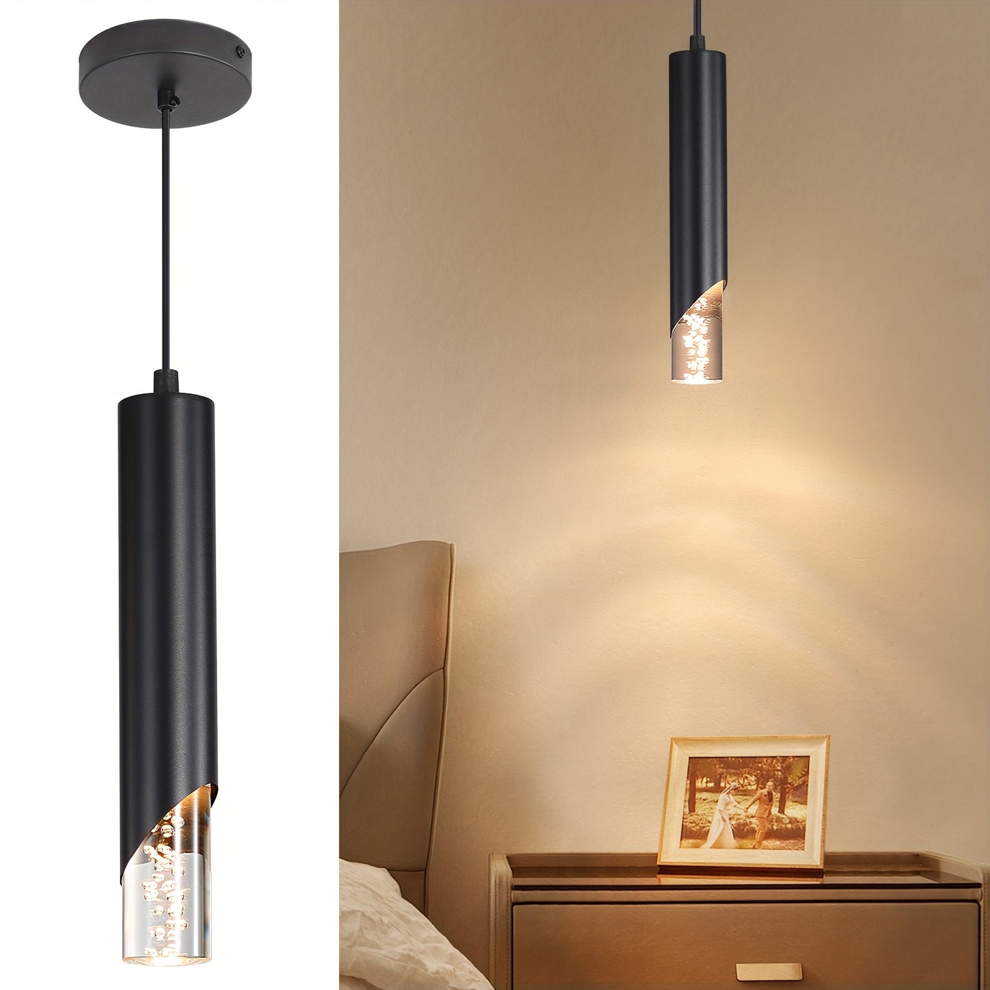 1/2/3pcs LED Pendant Lights, Mini L-shaped Pendant Lights Suitable for Kitchen, Restaurant, Bedroom and Bar