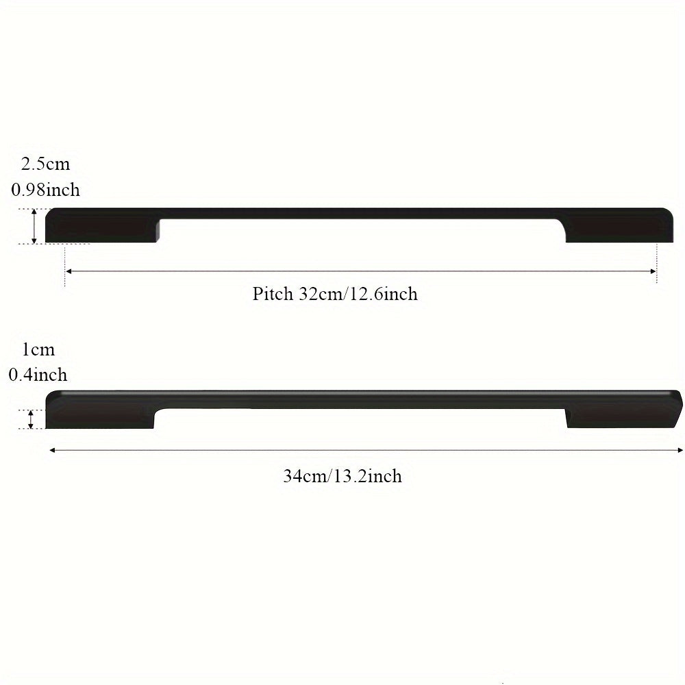 6pcs Modern Minimalist Cabinet Door Handles - Sleek Black Aluminum, Polished Finish, 4" to 19.6" Extended Length for Wardrobe & Kitchen Cabinets