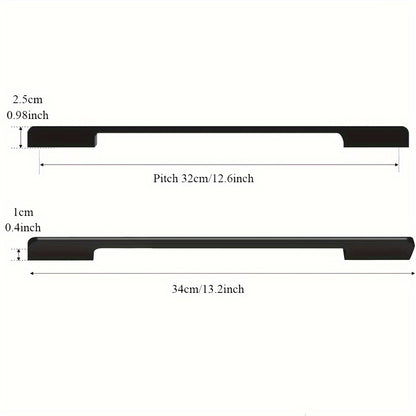 6pcs Modern Minimalist Cabinet Door Handles - Sleek Black Aluminum, Polished Finish, 4" to 19.6" Extended Length for Wardrobe & Kitchen Cabinets