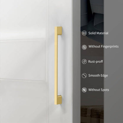 10 Pack Brushed Golden Cabinet Pulls - Modern Rectangular Bar-Style 10 Inch (256mm) Kitchen Cabinet Hardware with Screws Included, Durable Brushed Golden Finish for Drawers, Cupboards, Wardrobes - Easy Installation, Contempor