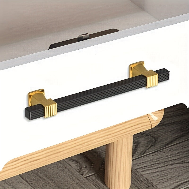 Black + Golden Space Aluminum Lightweight Handle, Aluminum Alloy Tube + Plastic Pad Material Combination, New Style New Home Pull Handle, Drawer Wardrobe Cabinet Door Handle