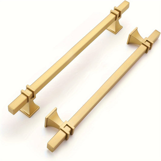 Haliwu Gold Cabinet Pulls, Brushed Brass Cabinet Pulls Square Gold Cabinet Handles, 6-1/4 inch Kitchen Cabinet Handles Hardware