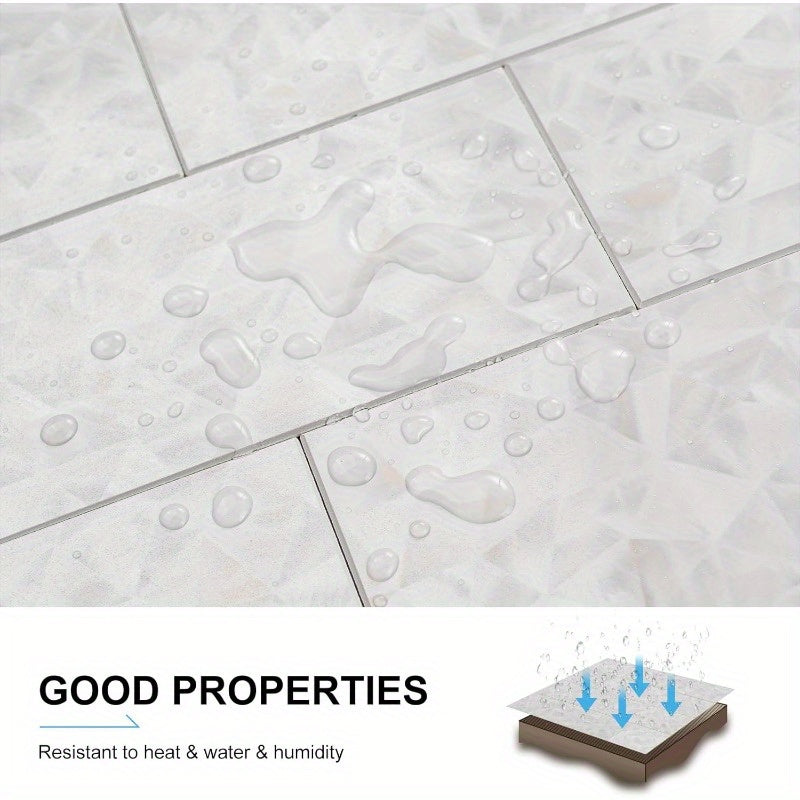100 pcs Peel and Stick Backsplash Tiles 3x6 Inch - Modern Marble-Style PVC Wall Tiles for Kitchen, Bathroom, Fireplace - Easy-to-Install, Waterproof & Durable, Bathroom Wall Tiles, Fireplace Accent, Sleek Tile Design, Easy in