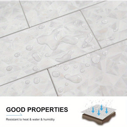 100 pcs Peel and Stick Backsplash Tiles 3x6 Inch - Modern Marble-Style PVC Wall Tiles for Kitchen, Bathroom, Fireplace - Easy-to-Install, Waterproof & Durable, Bathroom Wall Tiles, Fireplace Accent, Sleek Tile Design, Easy in