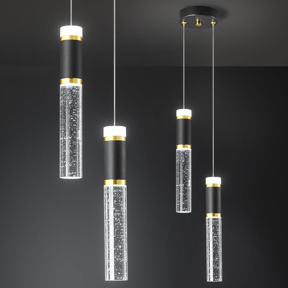 Kitchen Island Small Pendant Lights, Dimmable LED Hanging Light with Bubble Crystal Pendant Light Modern Mini Pendant Light 2-Light Pendant Lights
