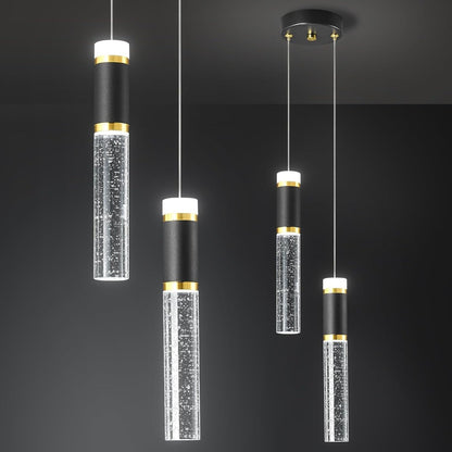 Kitchen Island Small Pendant Lights, Dimmable LED Hanging Light with Bubble Crystal Pendant Light Modern Mini Pendant Light 2-Light Pendant Lights