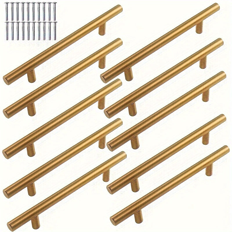 30pcs set of domineering Golden long cabinet door handles, kitchen hardware door handles, metal cabinet handles, screw length 0. 98in, Highly integrated with furniture