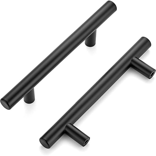 20 Pack Matte Black Stainless Steel Cabinet Pulls - 6" Modern Rectangular Kitchen Cabinet Handles with 3.75" Hole Center, Heavy Duty Drawer & Cupboard Pulls, Easy-Grip Minimalist Design for Cabinets, Wardrobes, Dressers - Dur