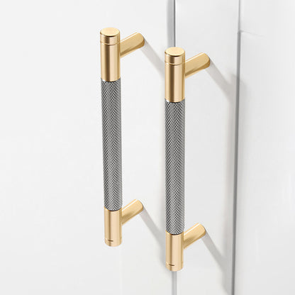 4 Pack Brushed Nickel Cabinet Pulls 5 Inch (128mm) Heavy Duty Knurled Handles - Modern Luxury Kitchen Cabinet Hardware with Corrosion- Aluminum Alloy, Golden & Nickel Finish, Easy Installation with Screws Included for Cabinet