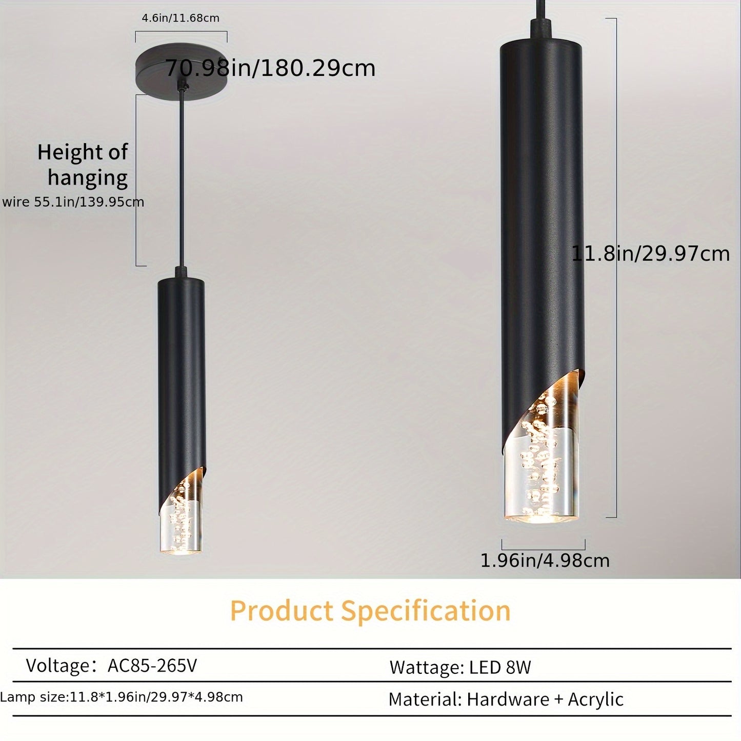 1/2/3pcs LED Pendant Lights, Mini L-shaped Pendant Lights Suitable for Kitchen, Restaurant, Bedroom and Bar