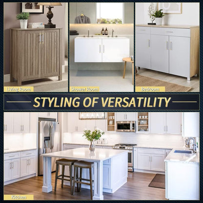 4 Pack Brushed Nickel Cabinet Pulls 5 Inch (128mm) Heavy Duty Knurled Handles - Modern Luxury Kitchen Cabinet Hardware with Corrosion- Aluminum Alloy, Golden & Nickel Finish, Easy Installation with Screws Included for Cabinet