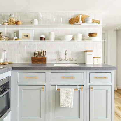 Haliwu Gold Cabinet Pulls, Brushed Brass Cabinet Pulls Square Gold Cabinet Handles, 6-1/4 inch Kitchen Cabinet Handles Hardware