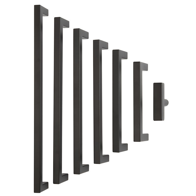10pcs Matte Black Stainless Steel Cabinet Handles - Modern Square Drawer Pulls for Kitchen, Bathroom & Bar, Bar Cabinet, Hardware