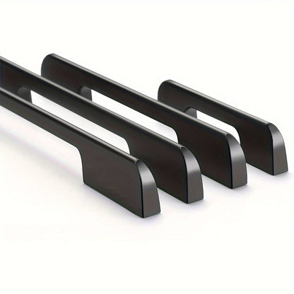 6pcs Modern Minimalist Cabinet Door Handles - Sleek Black Aluminum, Polished Finish, 4" to 19.6" Extended Length for Wardrobe & Kitchen Cabinets