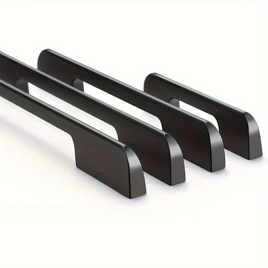 6pcs Modern Minimalist Cabinet Door Handles - Sleek Black Aluminum, Polished Finish, 4" to 19.6" Extended Length for Wardrobe & Kitchen Cabinets