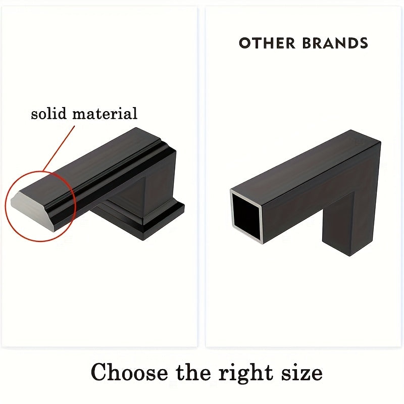 10pcs Black Aluminum Cabinet Handles - American Solid Thickened Drawer Pulls, Polished Finish, 3 Sizes, Includes Two Sizes of Mounting Screws, Furniture Hardware for Cabinets & Drawers, Handles for cabinets, American Style Ha