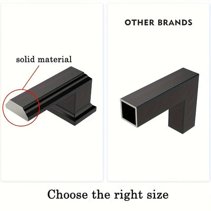 10pcs Black Aluminum Cabinet Handles - American Solid Thickened Drawer Pulls, Polished Finish, 3 Sizes, Includes Two Sizes of Mounting Screws, Furniture Hardware for Cabinets & Drawers, Handles for cabinets, American Style Ha