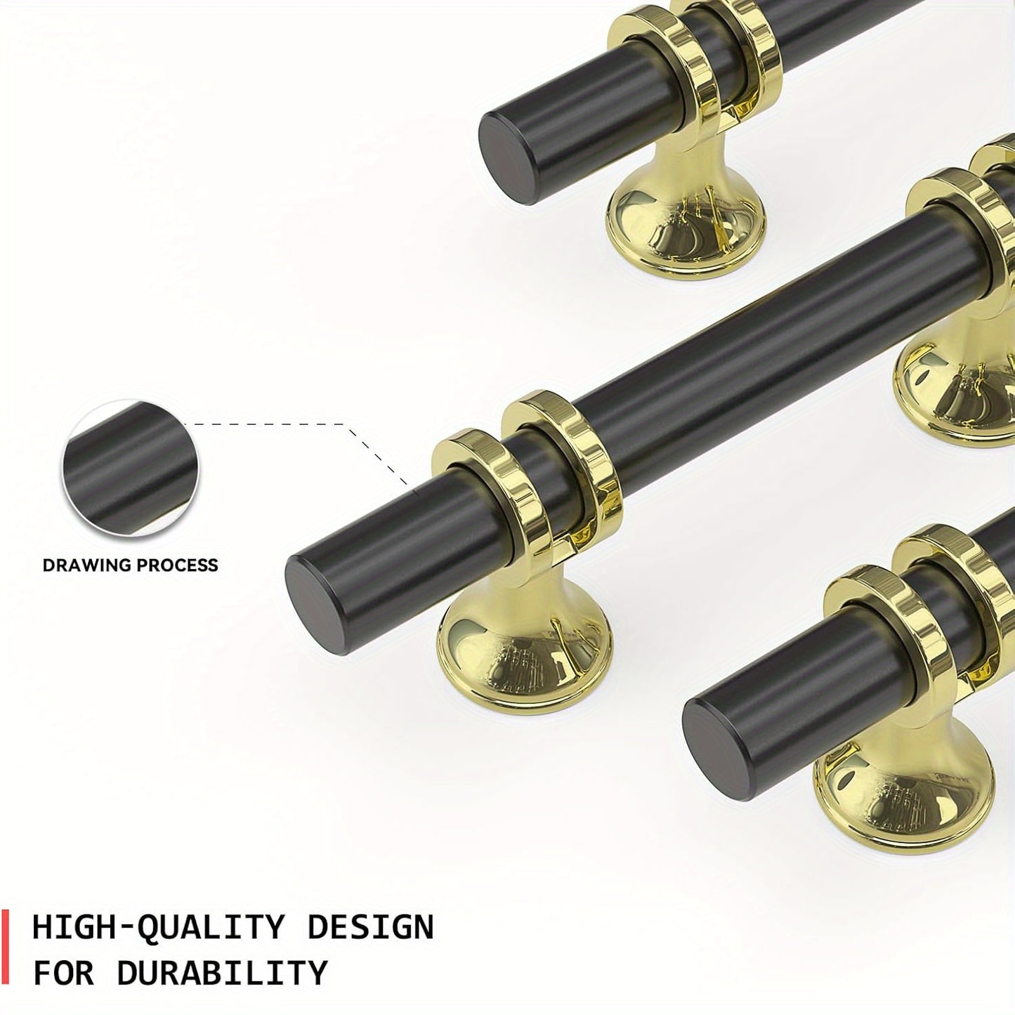 5 Pack/ Black&Golden Cabinet Pulls, 2 Tone Cabinet Handles Drawer Pulls, Kitchen Cabinet Handles, 5-inch (128mm) Hole Center Spacing Solid Dresser Pulls Hardware