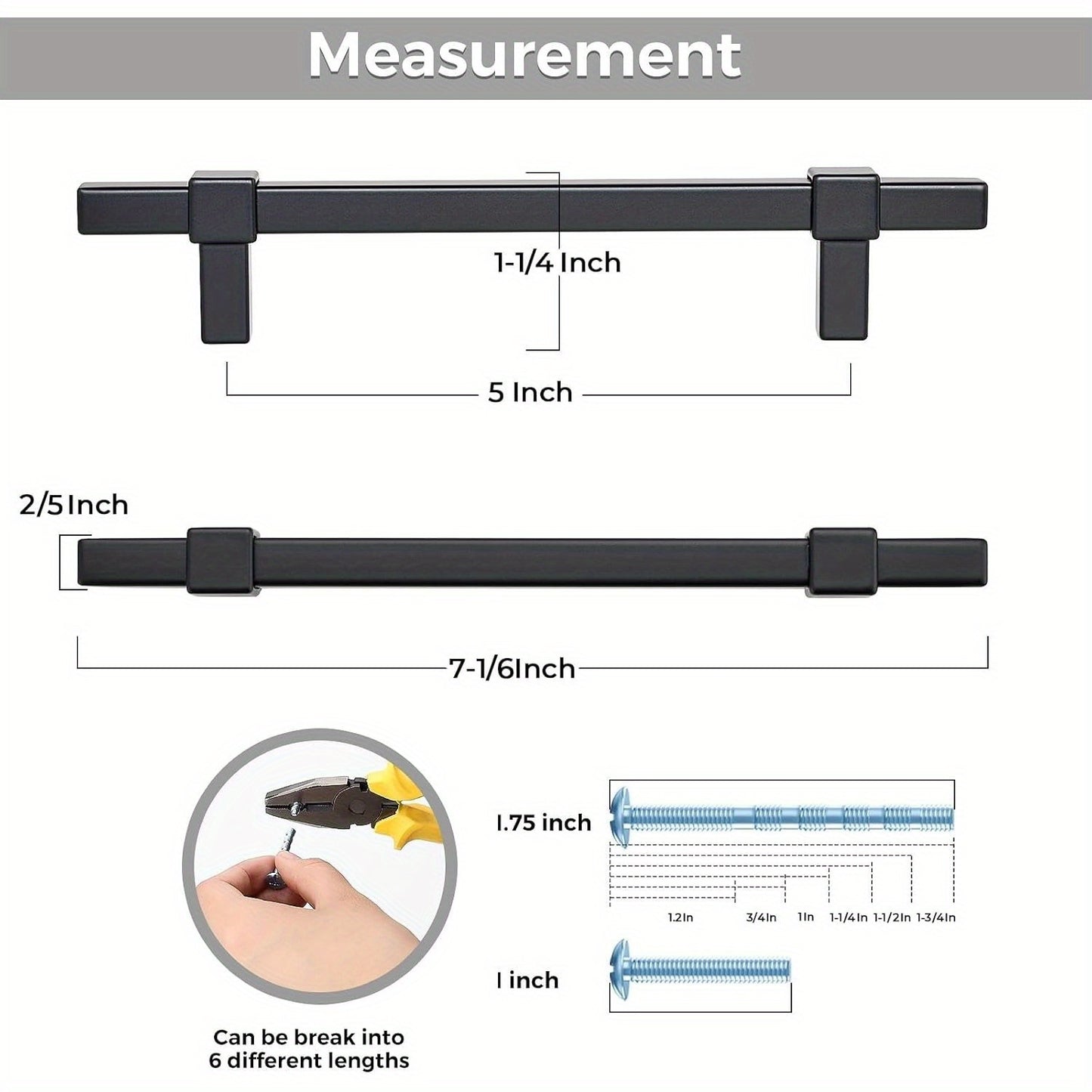 30 Pack Black Cabinet Handles - 5" Hole Center Cabinet Pulls Matte Black Drawer Pulls Cabinet Hardware Kitchen Handles for Cabinets