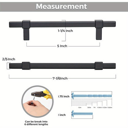 30 Pack Black Cabinet Handles - 5" Hole Center Cabinet Pulls Matte Black Drawer Pulls Cabinet Hardware Kitchen Handles for Cabinets