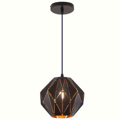 Industrial Pendant Light with Geometric Diamond Shade - Black Modern Farmhouse Ceiling Light for Kitchen Island, Dining Room, Living Room, Bedroom - E27 Bulb Base, 85V-265V, Hardwired, Kitchen Lighting | Modern Farmhouse Styl